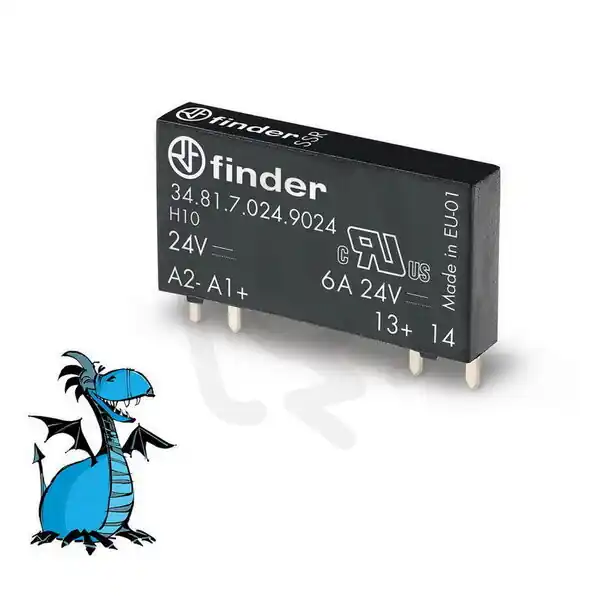 Úzké relé, DIN/PS, 1Z/24V DC/6A, 24V DC, SSR FINDER 34.81.7.024.9024 Vysoce Kvalitní