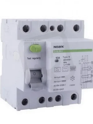 Ověřený Proudový chránič NOARK 110229 EX9LB63 10kA, 3P+N, 63A, 300mA, typ B