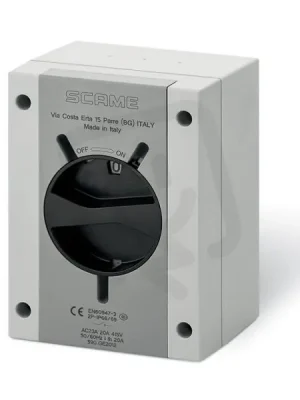 Víkendová Akce Průmyslový spínač ISOLATOR plastový 40A 4P IP65 standard SCAME 590.GE4015