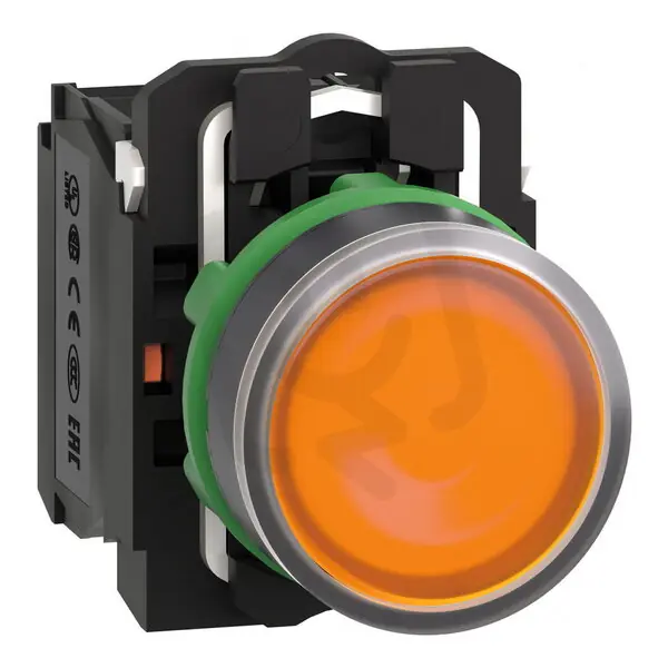 Omezená Nabídka Schneider xB5AW35M5 Ovládač stiskací prosvětlený,lícující,1 Z+1V,230-240V-žlutý