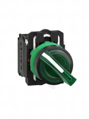 Vrácení Zdarma Schneider XB5AK123B5 Ovládač otočný prosvětlený s LED, 1 Z + 1 V, 24V - zelený