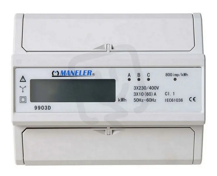 Elektroměr Maneler 9903D, 3f.1s. 10-60A, LCD, neověřený, E1220 Víkendová Akce