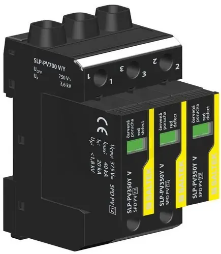 Finální Výprodej SLP-PV700 V/Y svodič přepětí pro FVE do 700V DC 40 kA (8/20) SALTEK A04300