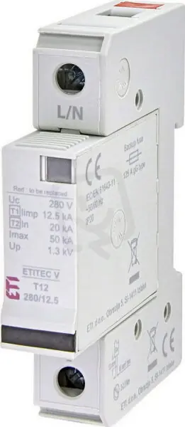 Vysoce Kvalitní Svodič přepětí ETITEC V T12 440/12,5 1+0 RC síť IT ETI 002442911