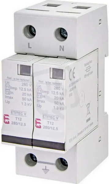 Svodič přepětí ETITEC V T12 440/12,5 2+0 RC síť IT ETI 002442914 Novinka