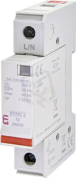 Omezená Nabídka Svodič přepětí ETITEC V T2 255/20 1+0 síť TNC ETI 002442952