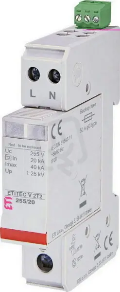 Svodič přepětí ETITEC V 2T2 255/20 2+0 RC síť TNC-S ETI 002442946 Bezpečná Platba