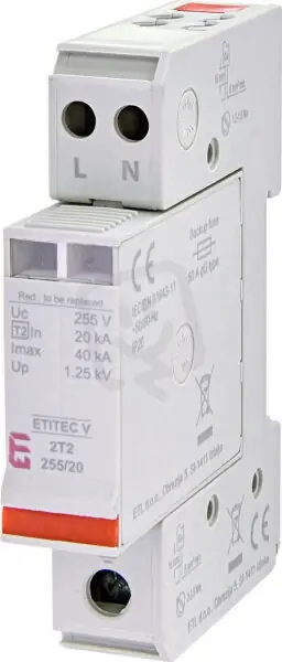 Sleva Svodič přepětí ETITEC V 2T2 440/20 2+0 RC síť TNC-S ETI 002442947