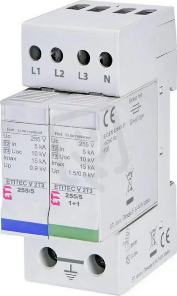 Odeslání Ihned Svodič přepětí ETITEC V 2T3 255/5 3+1 RC síť TT ETI 002442979