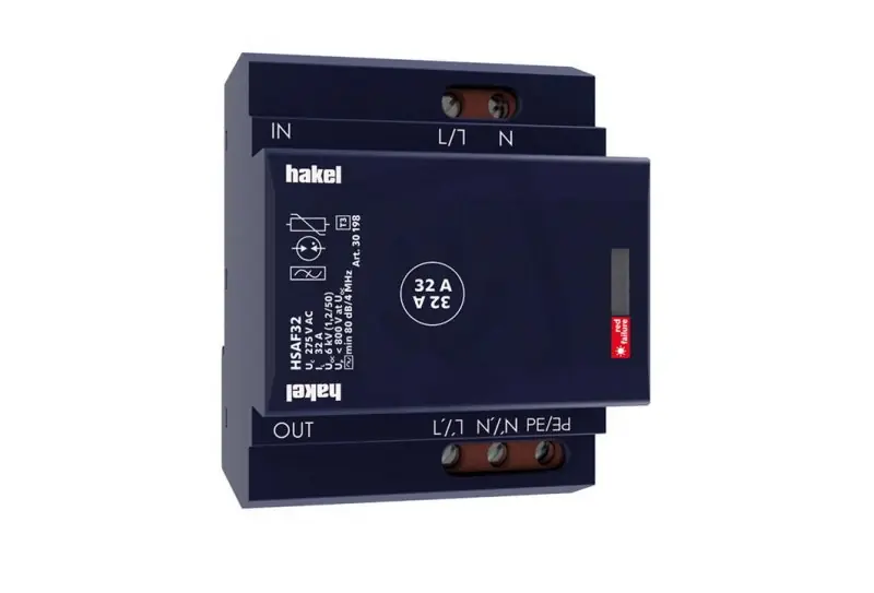 Výhodná Nabídka Dvoustupňový svodič přepětí HSAF32 SPD typ 3 s VF filtrem HAKEL 30198
