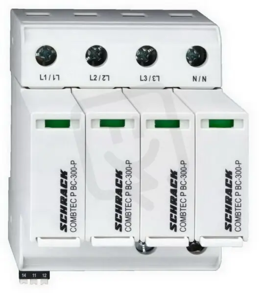 Cenová Bomba Svodič přepětí zásuvný, 4+0 TNS,TI+II(B+C)300V,Iimp 12,5kA SCHRACK IS211244-A