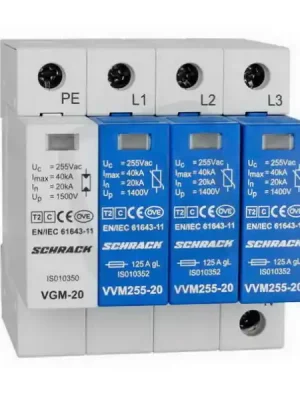 Svodič přepětí Vartec 3+1 TT, třída II (C) 255V, In 20kA SCHRACK IS111310-- Časově Omezené
