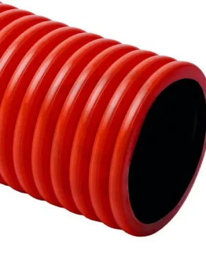 Expresní Doručení Tuhá dvouplášťová korugovaná bezhalogenová chránička KOPODUR 40 mm, červená, 6m