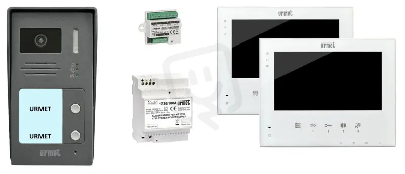 Souprava barevného 7‘‘ handsfree videotel. pro 2 účast, dvouvodič URMET 1736/512 Výprodej