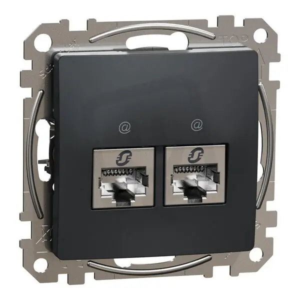 Výprodej Sedna D/E Datová zásuvka 2xRJ45 kat. 6A STP, Antracit SCHNEIDER SDD114467S