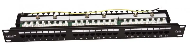 Značkový Patch panel EXCLUSIVE 24PORT 19‘ CAT5E UTP horní zářez