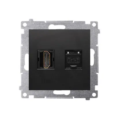 Zásuvka HDMI + počítačová zásuvka RJ45 kat.6, černá matná DGHRJ45.01/49 Vrácení Zdarma