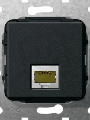 Sleva Modulární Jack MJ RJ45 Cat.6A 10GB Gender changer černá mat GIRA 569510