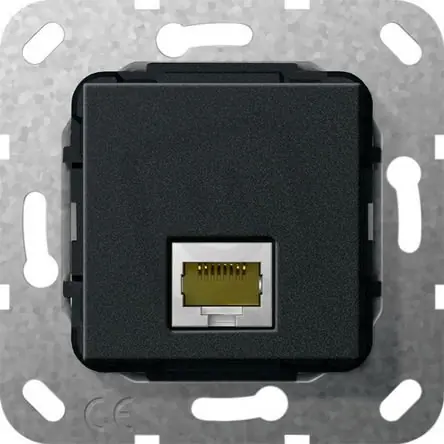 Sleva Modulární Jack MJ RJ45 Cat.6A 10GB Gender changer černá mat GIRA 569510