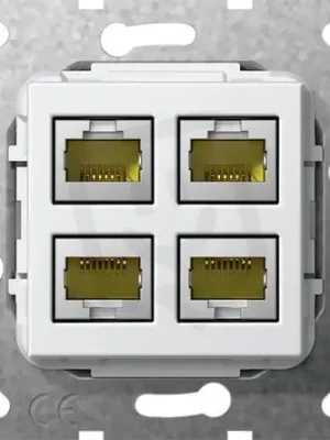 Modulární Jack MJ RJ45 Cat.6A 10GB 4x Gender changer čistě bílá GIRA 569803 Cenová Bomba