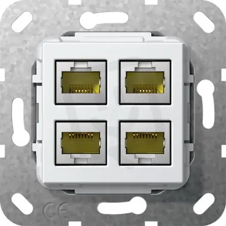 Modulární Jack MJ RJ45 Cat.6A 10GB 4x Gender changer čistě bílá GIRA 569803 Cenová Bomba