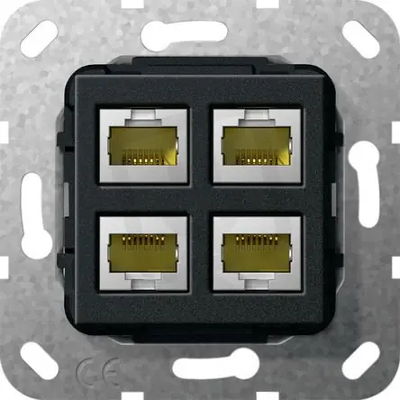 Modulární Jack MJ RJ45 Cat.6A 10GB 4x Gender changer vložka černá m GIRA 569810 Horká Nabídka
