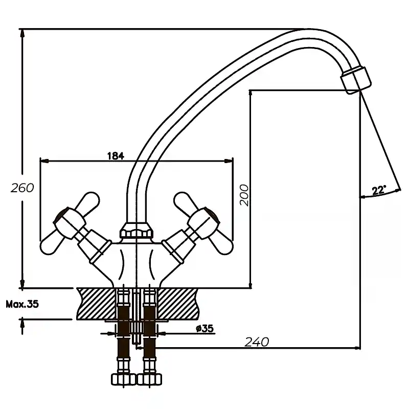 Dřezová baterie MIXXUS PREMIUM DOMINOX 271 (NUT) DOMINOX 271 (NUT) Značkový