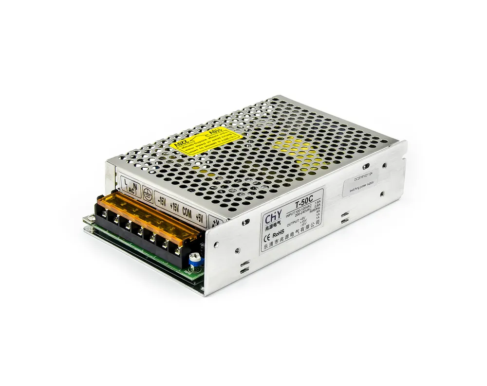 Cenový Hit Tříkanálový průmyslový zdroj T-50C 5V 4A, +15V -15V 1A, 50W