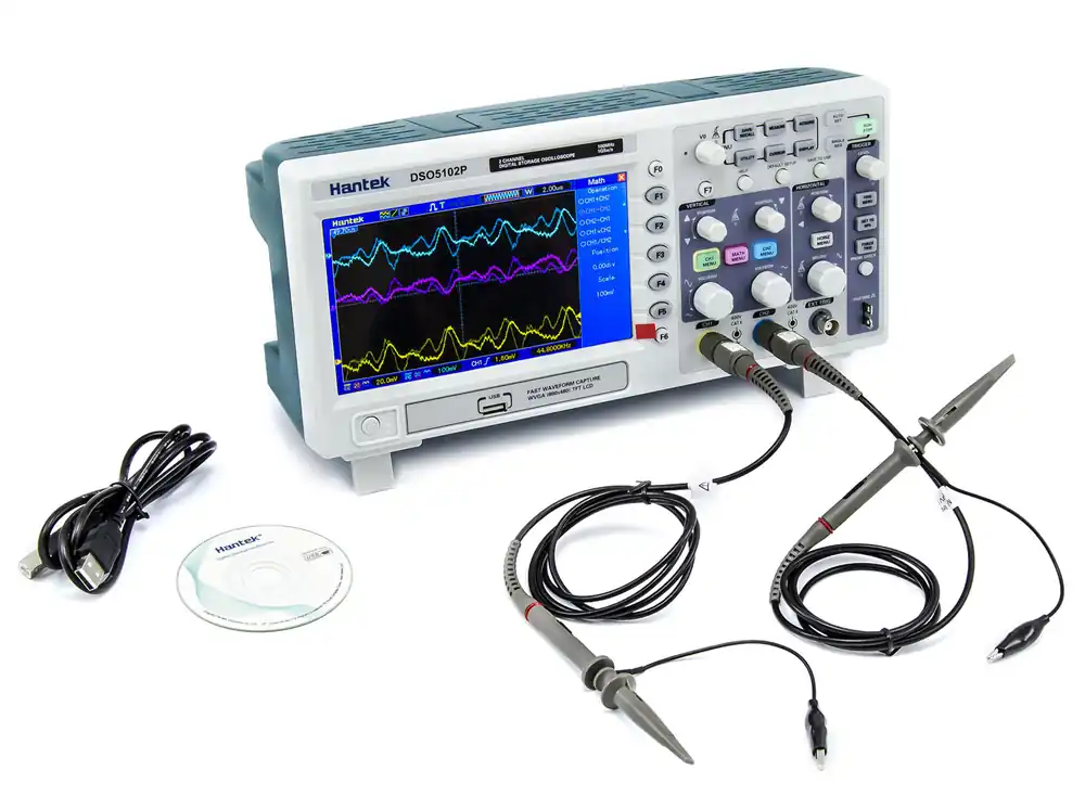 Digitální LCD USB osciloskop Hantek DSO5102P 2CH 1GS/s 100MHz Cenový Hit