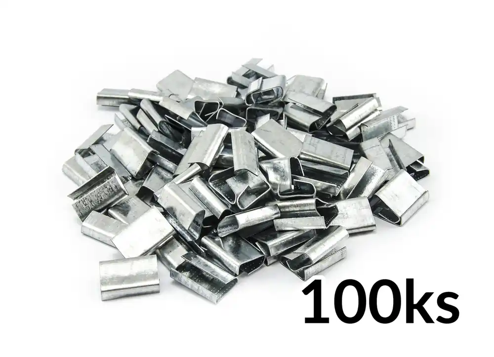 Značkový Pozinkované kovové spony pro páskování PP a PET pásek do 16mm 100ks