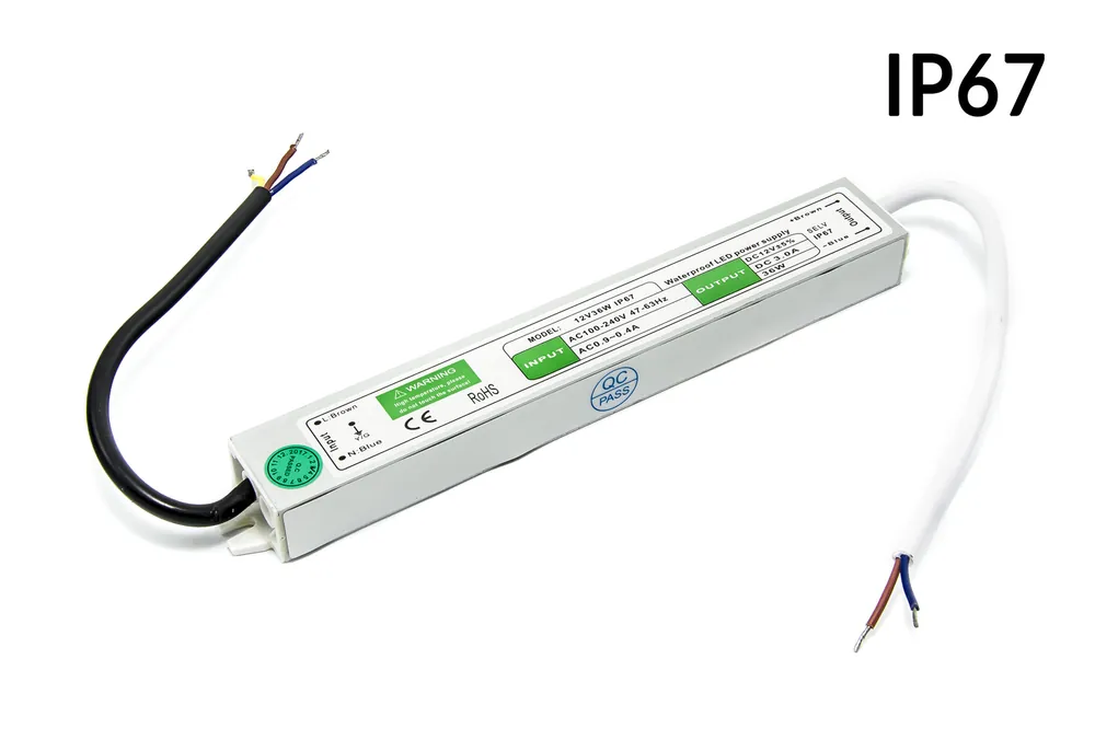 Levný Voděodolný LED transformátor 12V 3A 36W