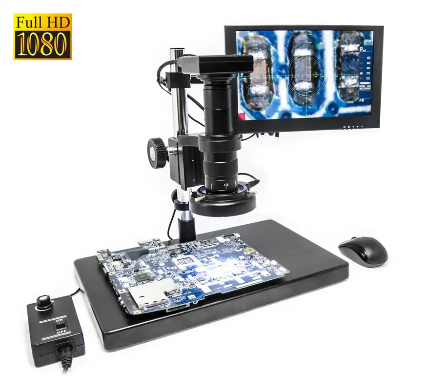 Levný SMART mikroskop ALL-IN-ONE 1080p s monitorem a pokročilým měřením