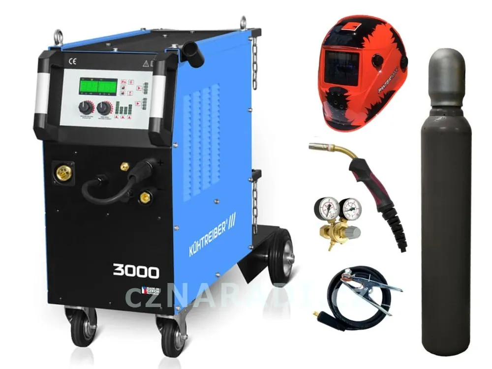 Dokud Zásoby Vydrží KITin 3000 Multi MIG Synergic V2 + zem + hořák + ventil + kukla + lahev