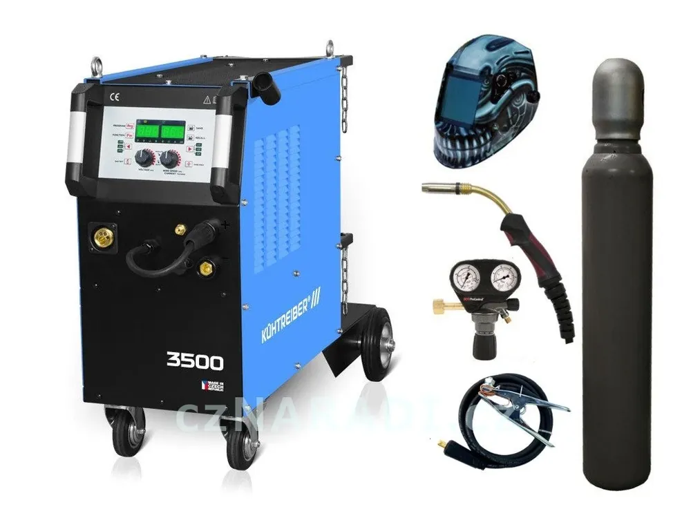 Dokud Zásoby Vydrží KITin 3500 Multi MIG Synergic + hořák + ventil GCE + kukla Predator + lahev