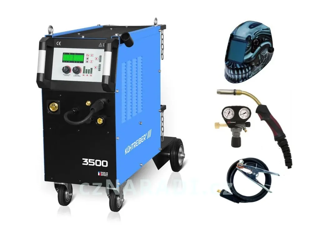 Cenově Výhodný KITin 3500 Multi MIG Synergic V2 + hořák + ventil GCE + kukla Predator