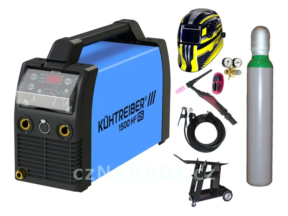 KITin 1500 HF RS + kabely + TIG hořák U/D + kukla + ventil + lahev + vozík Časově Omezené