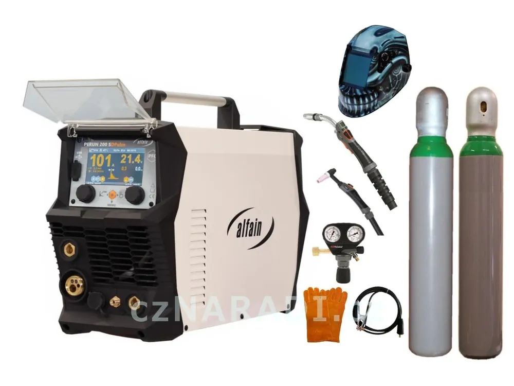 PERUN 200 SDpulse + MIG Digi MIG U/D + TIG příslušenství + kukla SET TOP Nejlepší Volba