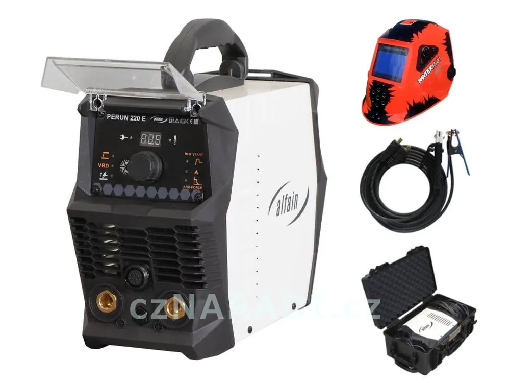 Značkový PERUN 160 E + kabely 25/3m + PANTERMAX 2000 + kufr